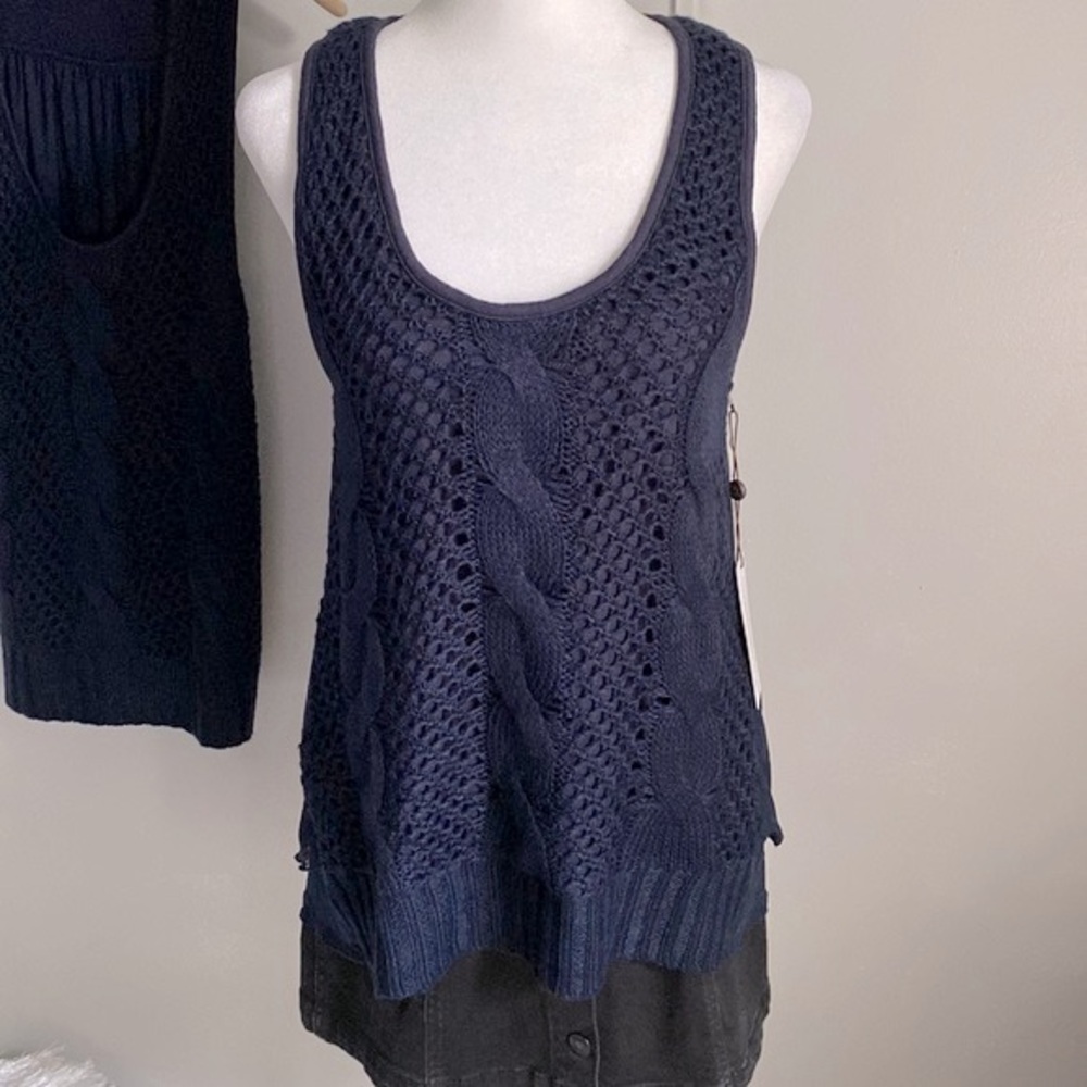 NEW Kerisma Women’s Chunky Knit Racerback Sweater and Mesh Back Tank Top